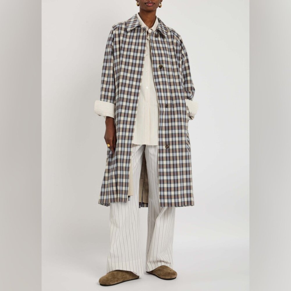 The Row Tavishina checked silk-blend coat